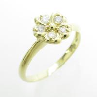 K18YG フラワー ダイヤモンドリング