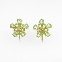 K18YG フラワー ペリドットイヤリング
