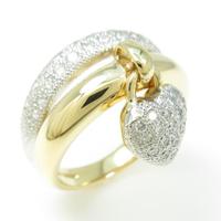 K18YG／PT ハート ダイヤモンドリング