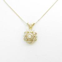 K18YG フラワー ダイヤモンドネックレス
