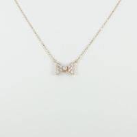 K14PG リボン ダイヤモンドネックレス30％引き