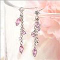 K14ホワイトゴールドピンクサファイアピアス