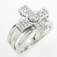 K18WG クロス ダイヤモンドリング