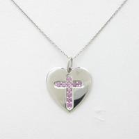 K18WG ハート×クロス ピンクサファイヤネックレス30％引き