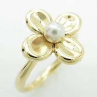 K18YG フラワー アコヤパールリング