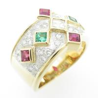 K18YG／PT カラーストーンリング