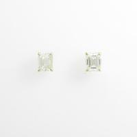 【リメイク】K18YG／ST ダイヤモンドピアス 0．901ct・0．914ct・J?K・VS1・エメラルドカット