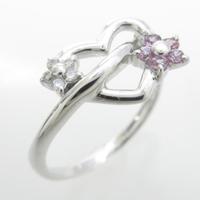 サマンサティアラ ハート×フラワー ピンクサファイヤリング