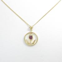 K18YG フラワー ルビーネックレス