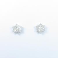 K18WG フラワー ダイヤモンドピアス
