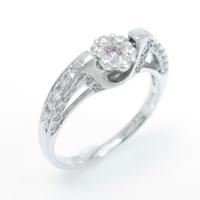 K18WG フラワー ダイヤモンドリング