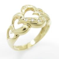 K18YG ハート ダイヤモンドリング