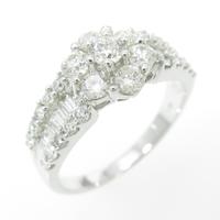 K18WG フラワー ダイヤモンドリング