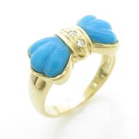 K18YG リボン トルコイシリング