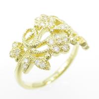 K18YG フラワー ダイヤモンドリング