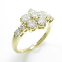 K18YG フラワー ダイヤモンドリング