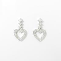 K18WG ハート ダイヤモンドピアス