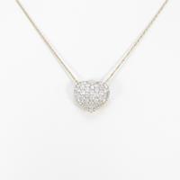 K18PG ハート パヴェ ダイヤモンドネックレス