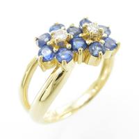 K18YG フラワー サファイヤリング