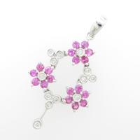 K18WG フラワー ルビーペンダント5％引き