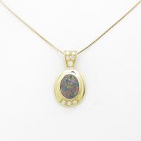 750YG／K18YG ブラックオパールネックレス