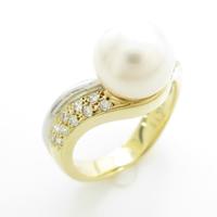 K18YG／PT アコヤパールリング