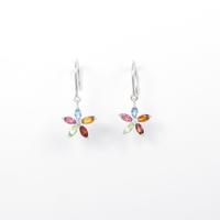 K18WG フラワー カラーストーンピアス