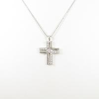 K18WG クロス ダイヤモンドネックレス