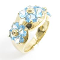 K18YG フラワー ブルートパーズリング