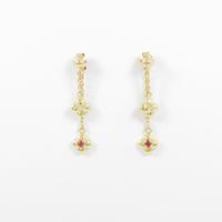 K18YG フラワー ルビーピアス