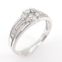 K18WG フラワー ダイヤモンドリング