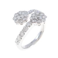 K18WG フラワー ダイヤモンドリング