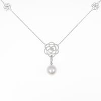 K18WG フラワー シロチョウパールネックレス