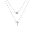 K18WG クロス×ハート ダイヤモンドネックレス