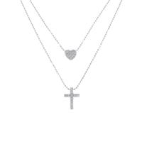K18WG クロス×ハート ダイヤモンドネックレス