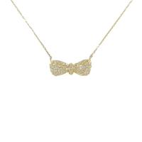 K18YG リボン ダイヤモンドネックレス