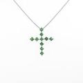 K18WG クロス グリーンガーネットネックレス