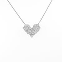 K18WG ハート パヴェ ダイヤモンドネックレス