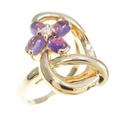 K18YG フラワー アメジストリング