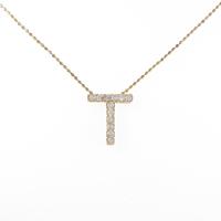 K18YG イニシャルT ダイヤモンドネックレス