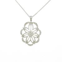 【ジュエリー在庫処分】K18WG フラワー ダイヤモンドネックレス