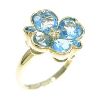 K18YG クローバー ブルートパーズリング