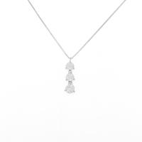 K18WG スリーストーン ダイヤモンドネックレス