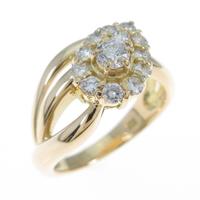 K18YG リーフ ダイヤモンドリング