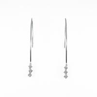 K18WG スリーストーン ダイヤモンドピアス