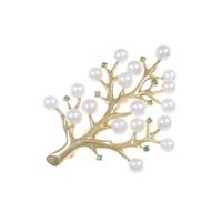 K18YG ツリー アコヤパールブローチ