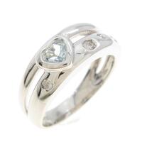 K14WG ハート アクアマリンリング