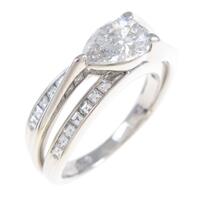 プラチナダイヤモンドリング 1．022ct・F・SI2・ペアシェイプ