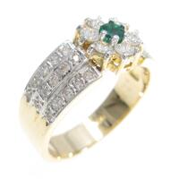 750YG／750WG フラワー エメラルドリング