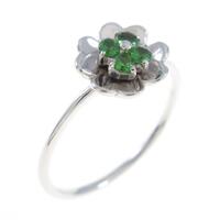 K18WG クローバー グリーンガーネットリング